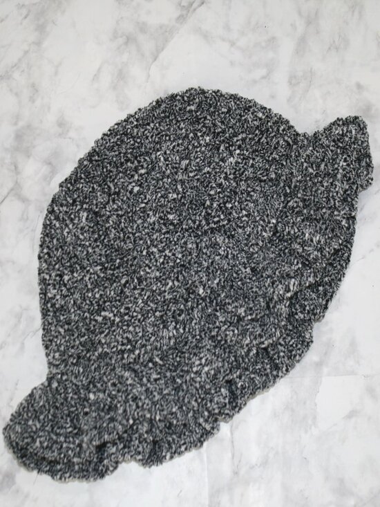 HAND CRAFTED Hat Crochet Bucket Chenille Winter Medium Ruffle Grey Marled main image 9